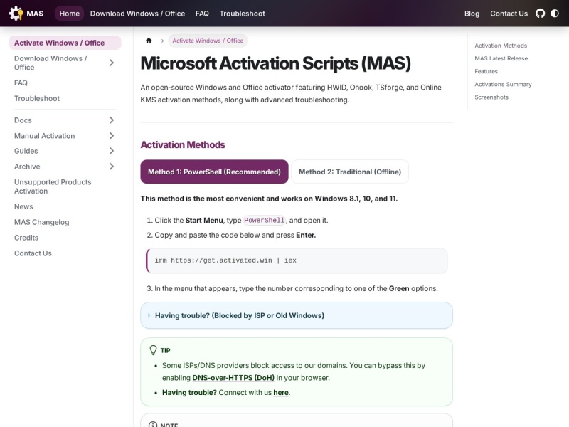 Microsoft Activation Scripts (MAS)